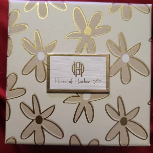 NIB House of Harlow 1960 Gold and Green Monstera Earrings - Picture 3 of 4